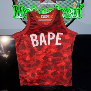 Bape Red Camouflage Mesh Jersey Tank Top 100% Authentic Like New!